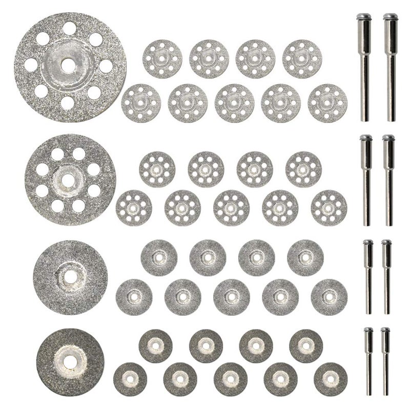 NIANNIAN Diamond Cutting Wheel 40PCS (25mm/22mm/18mm/16mm Each 10) with Mandrel (3mm) 8pcs for Dremel Rotary Tool - Image 1